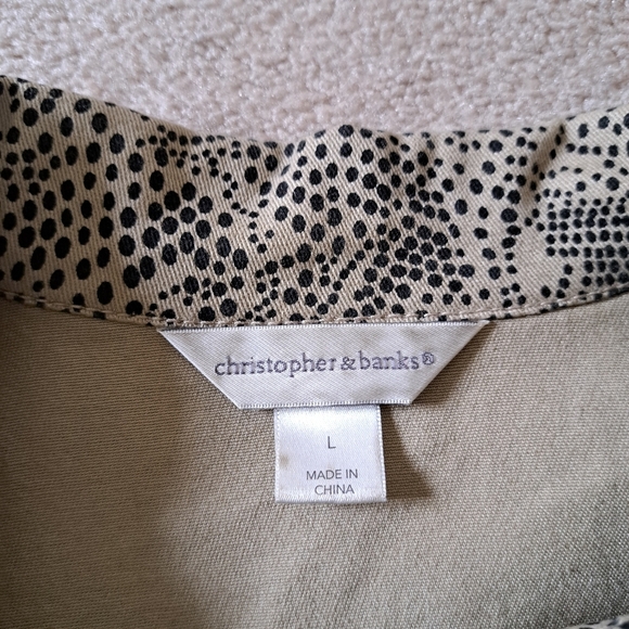 Christopher & Banks Jacket Women's Large Tan Black Floral Geometric Print - Picture 10 of 15